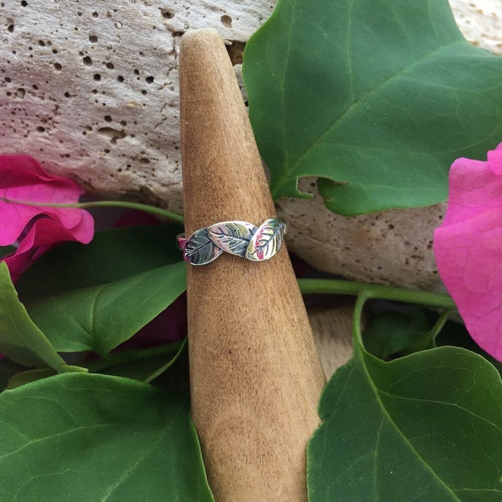 Leaves Sterling Silver Toe Ring, Leaf Toe Ring